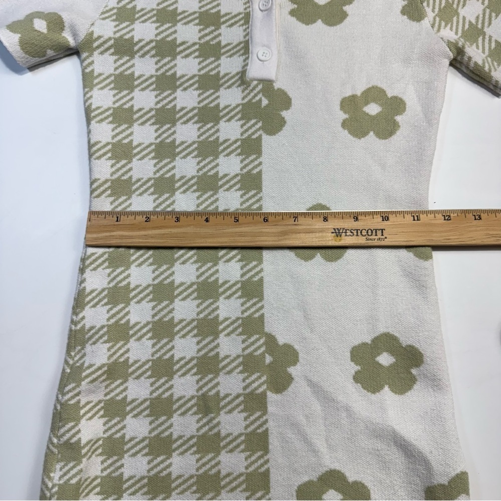 Princess Polly Lainey Mini Sweater Dress Sage Green XS/S Bodycon Y2k Floral - Picture 11 of 12